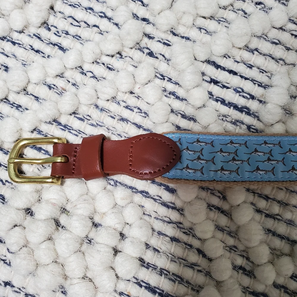 Leather Man Ltd. Canvas Belt Swordfish Novelty Print Fishing Outdoor Size 26